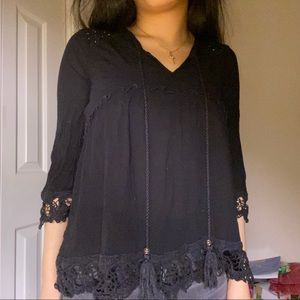 Black Peasant Blouse.